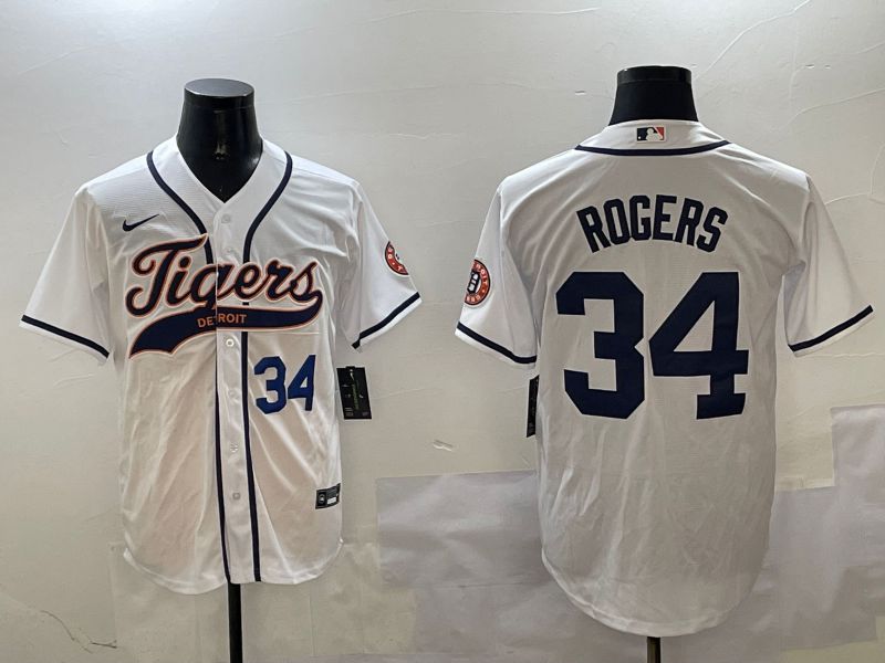 Men Detroit Tigers #34 Rogers White Jointly Name 2025 Nike MLB Jersey style 2
